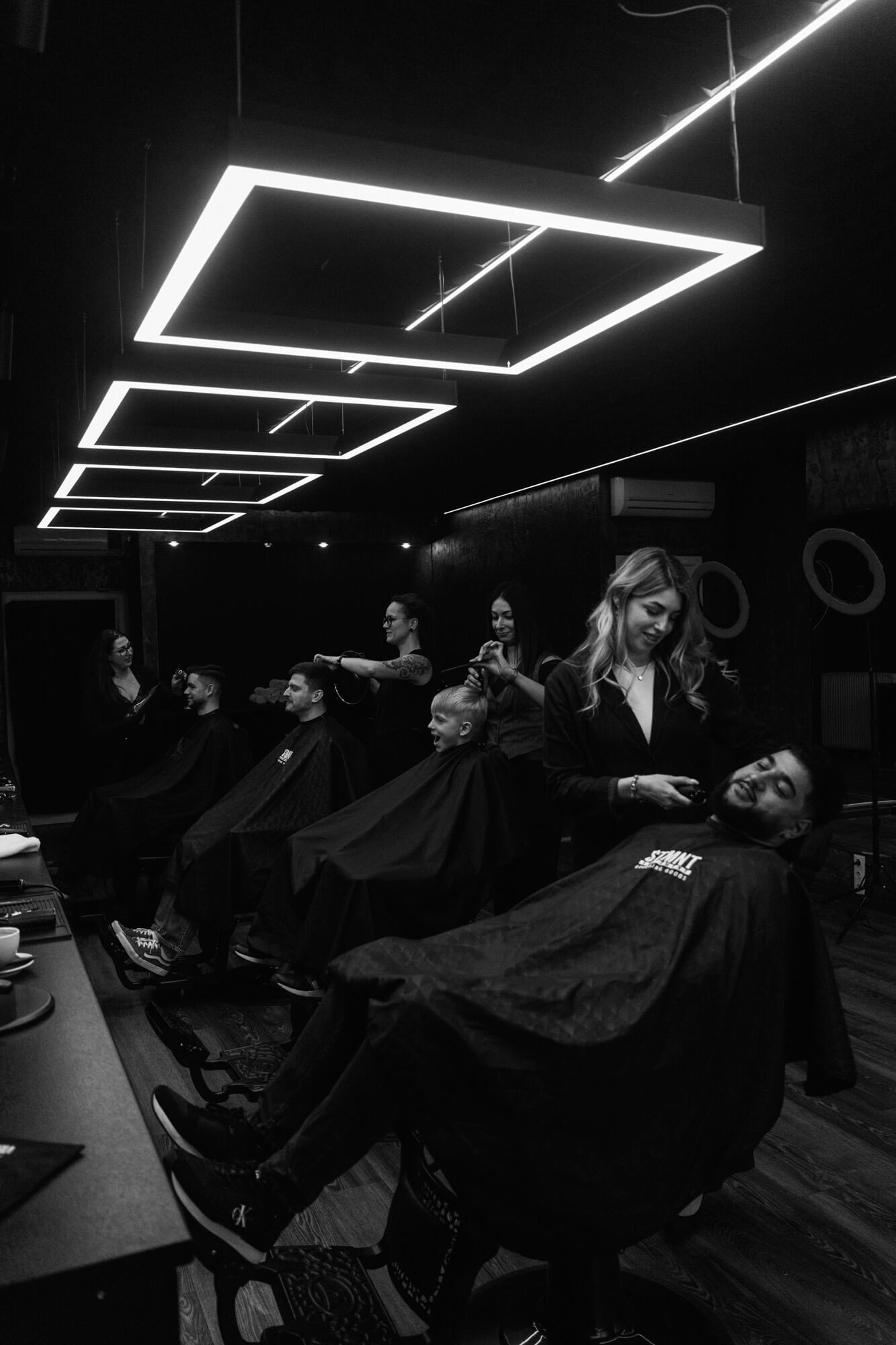 M87 barbershop floor during work